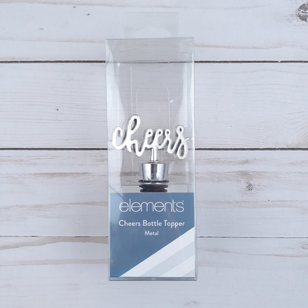 Elements Metal Wine Bottle Topper Cheers